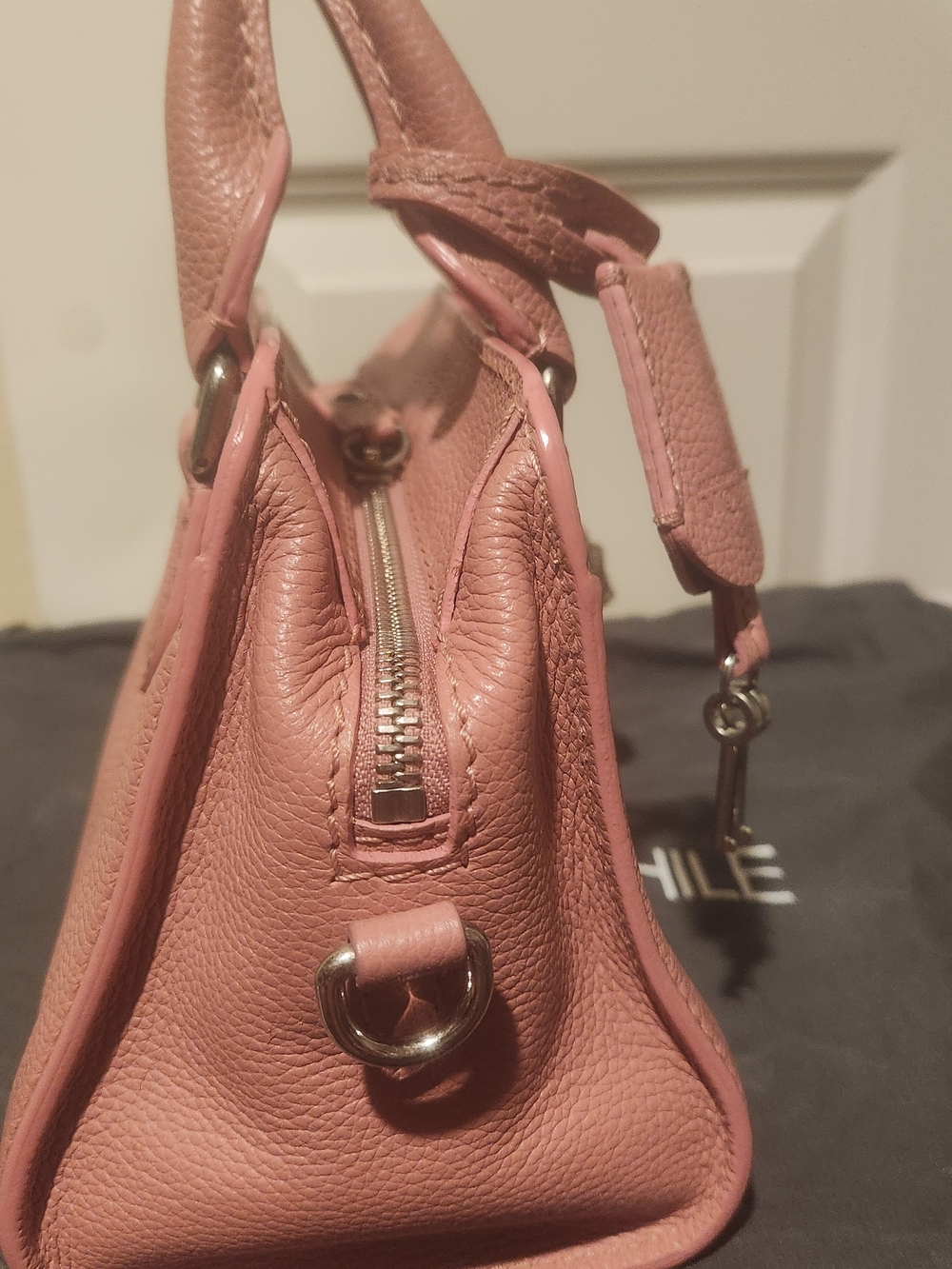 Alexander McQueen Pink Leather Mini Satchel with Silver Skull Charm - Picture 7 of 15